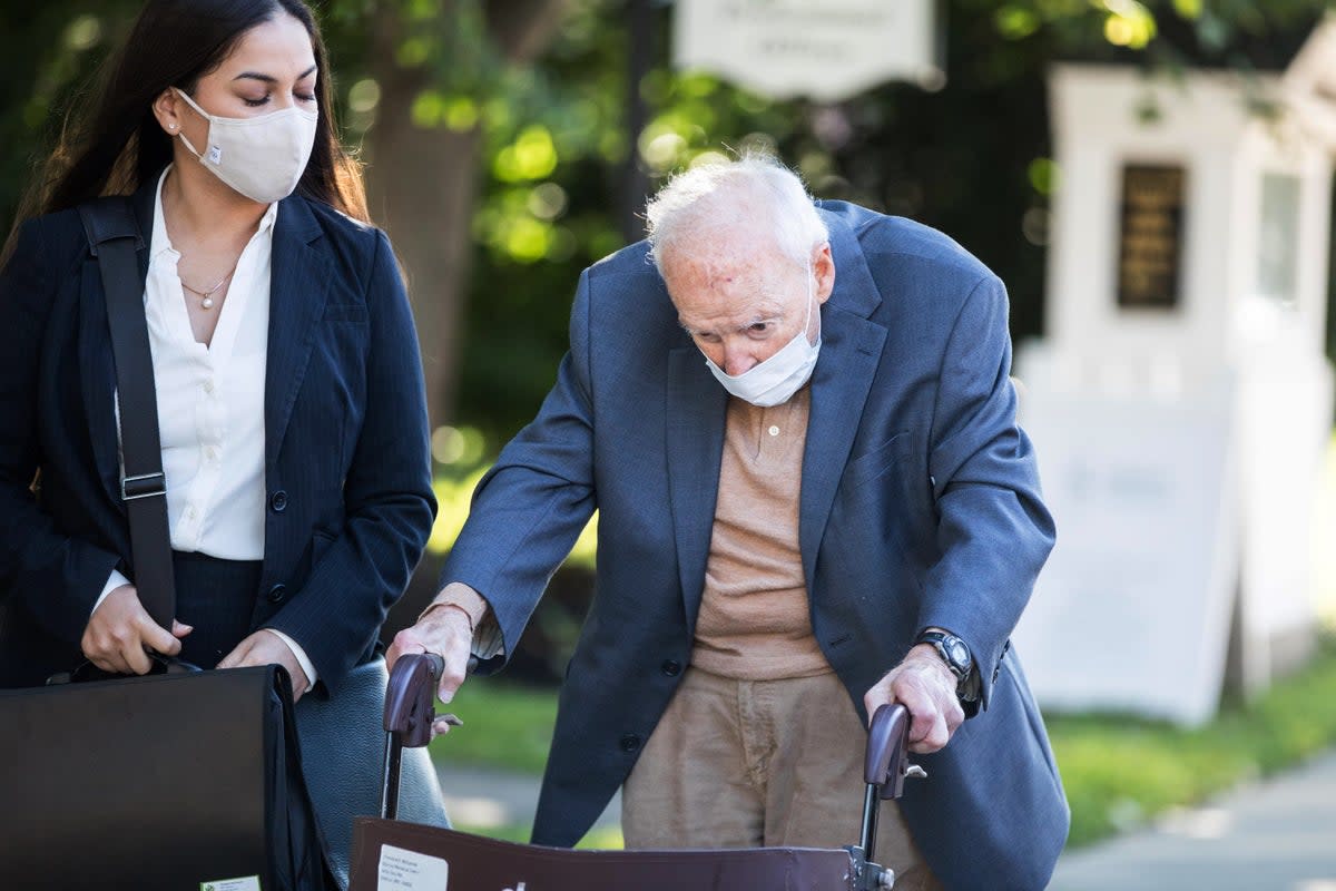 Former Cardinal Theodore McCarrick arrives at the Dedham courthouse for his first appearance for sexual assault charges on September 3, 2021 in Dedham, Massachusetts. (Getty Images)