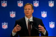 NFL commissioner Roger Goodell speaks during a news conference following the NFL owners meeting in New York City, U.S., October 17, 2017. REUTERS/Brendan McDermid