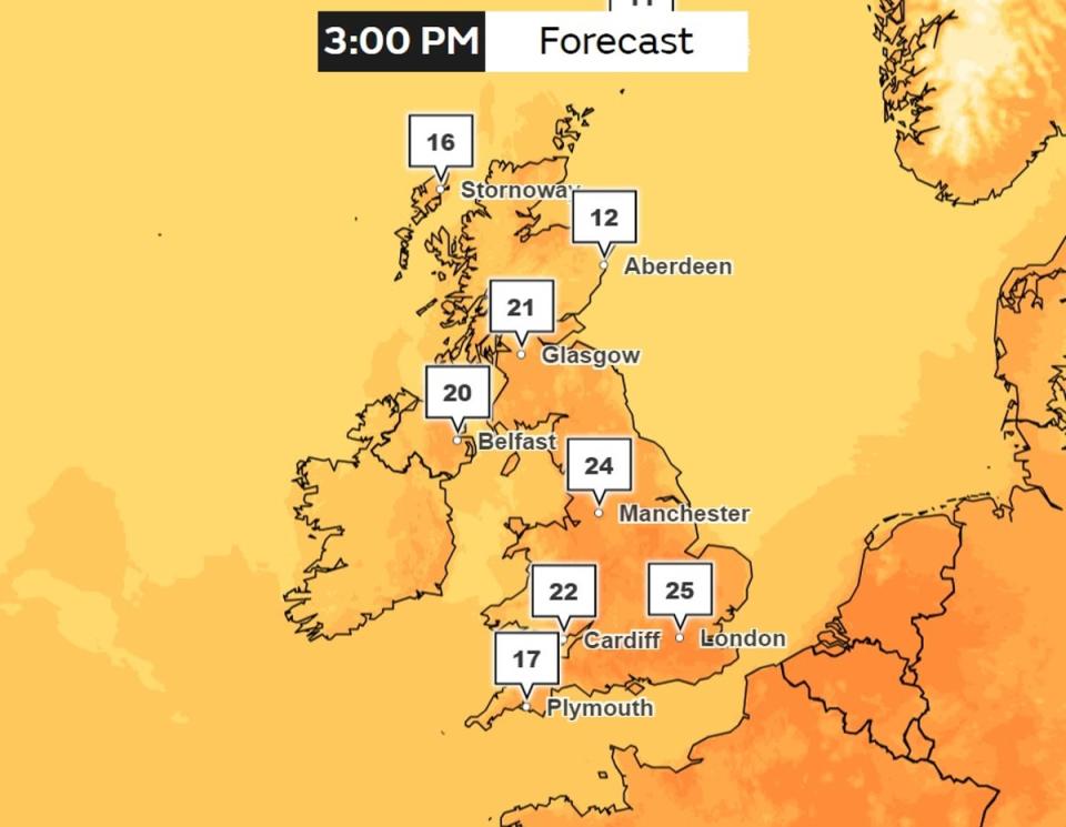 The southeast will experience dry and warm weather on Sunday (Met Office)