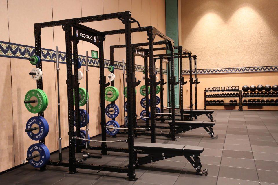 A general overall view of the installation of the weight room as part of the NBA Restart 2020 on July 1, 2020 in Orlando, Florida.