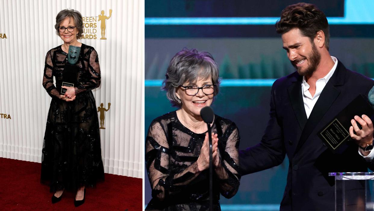 Sally Field accepts Lifetime Achievement Award at the 2023 SAG Awards from Andrew Garfield.