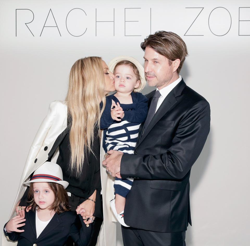 Skyler Berman, designer Rachel Zoe, Kaius Berman, and Rodger Berman attend the Rachel Zoe Spring 2016 presentation during New York Fashion Week: The Shows