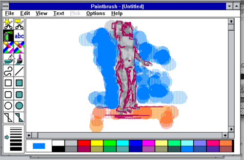 Female nude figure drawn in Microsoft Paint