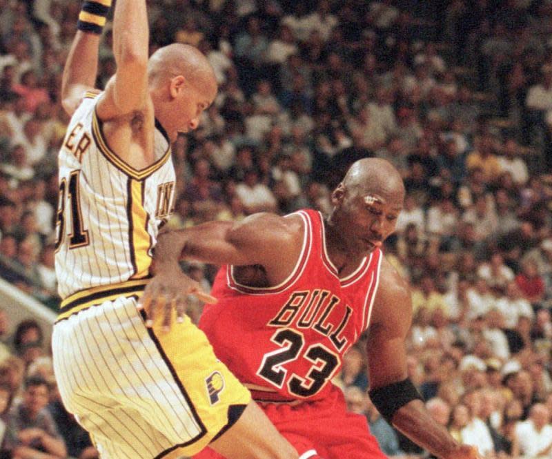 ▲Michael Jordan對決Reggie Miller。（圖／美聯社／達志影像）