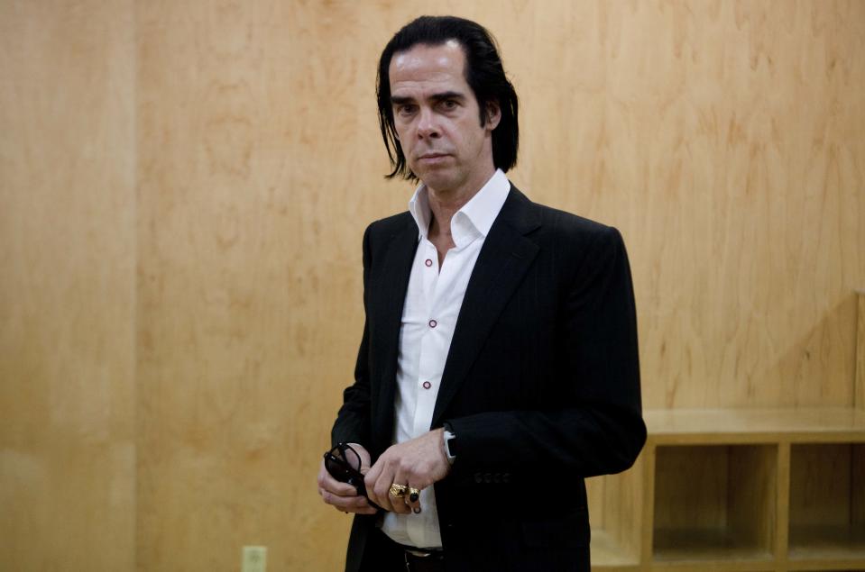 Australian musician and screenwriter Nick Cave poses for a photo during a photo call to promote his new album, 'Push the Sky Away,' in Mexico City, Monday, Feb. 18, 2013. Cave is scheduled to give two concert performances in Mexico City. (AP Photo/Eduardo Verdugo)