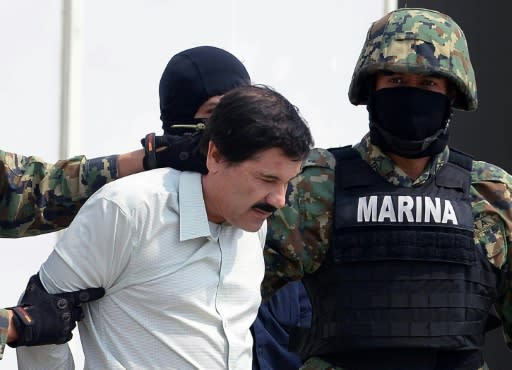 Mexican drug trafficker Joaquin “El Chapo” Guzman Loera, seen here after his capture in 2014, is on trial in New York