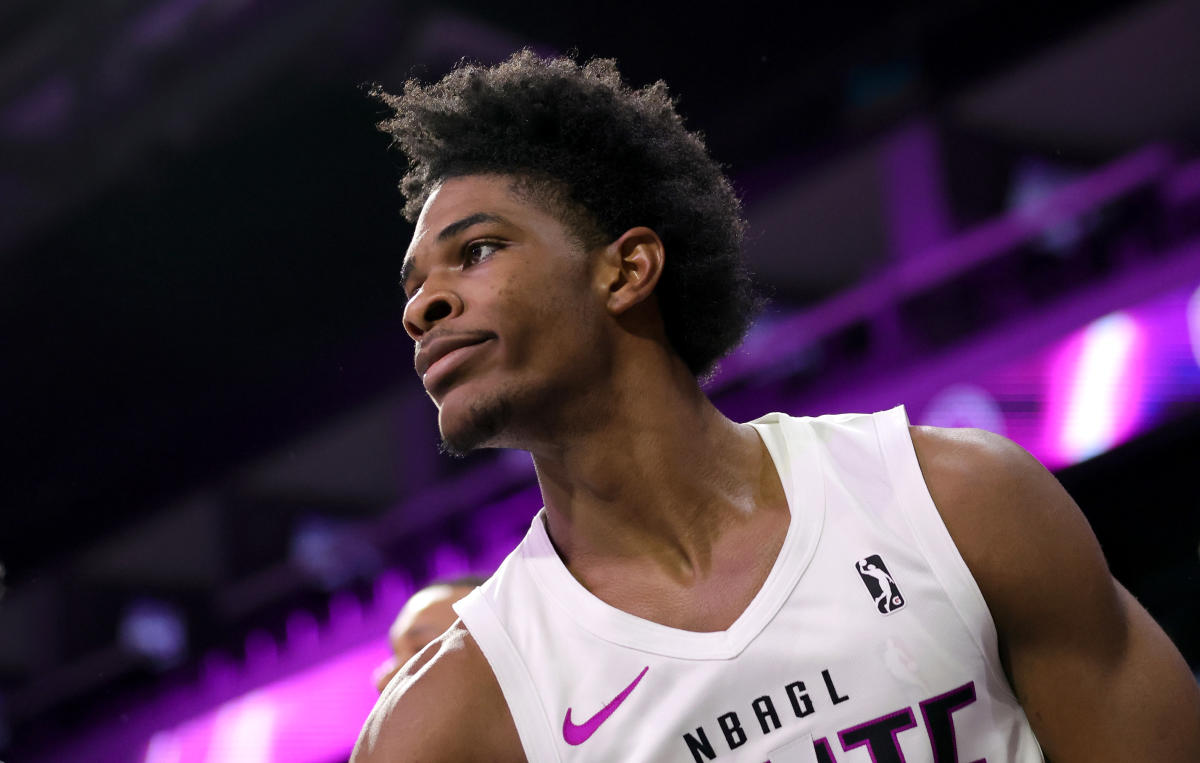 Scoot Henderson arrives at Barclays Center before the NBA basketball draft,  Thursday, June 22, 2023, in New York. (AP Photo/John Minchillo Stock Photo  - Alamy