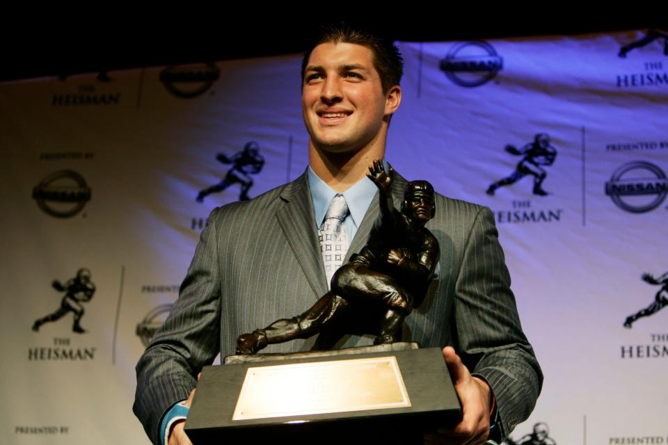 Gators quarterback Tim Tebow won the Heisman Trophy in his sophomore season.