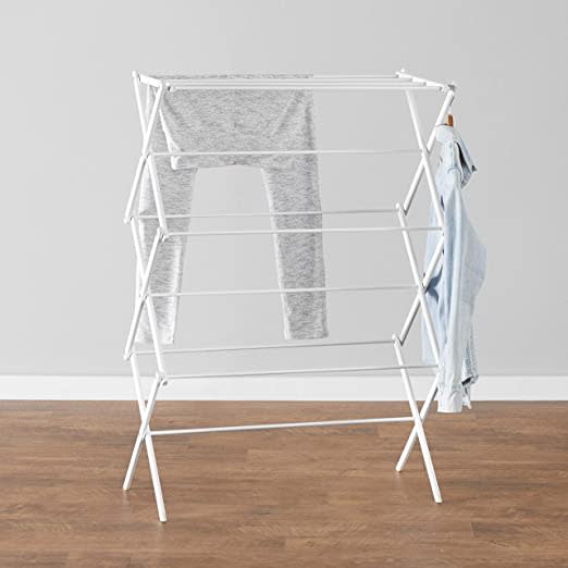 Amazon Basics - Perchero plegable para ropa de secado al aire, 42 x 29.5 x 14.5 pulgadas, color blanco/Amazon.com.mx