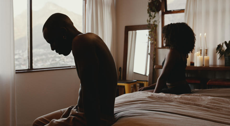 Shot of a young couple having an argument in the bedroom at home