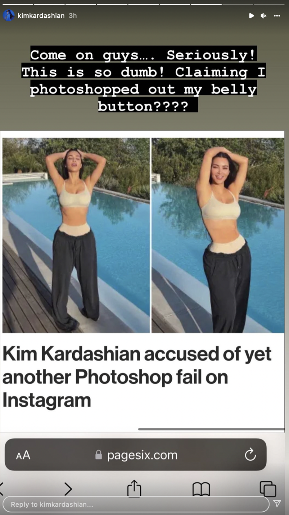 Kim Kardashian calls out ‘dumb’ photoshop accusations (Instagram / Kim Kardashian)