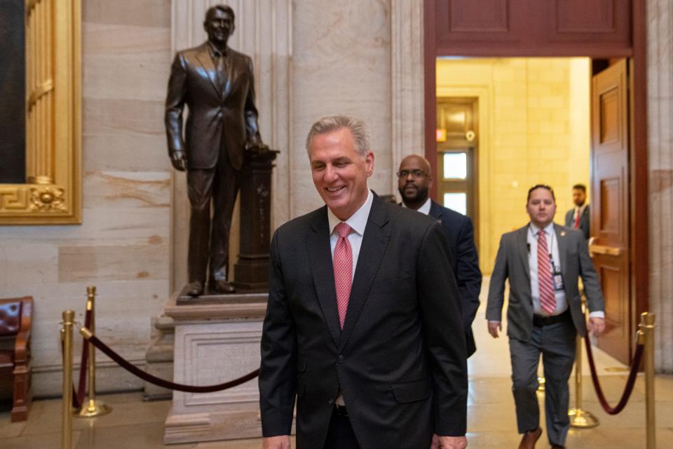 January 5, 2022: Republican Leader Kevin McCarthy (R-CA) enters the Capitol on Jan. 5, 2023, in Washington, DC. The House of Representatives will continue to try and elect the next Speaker after McCarthy failed to earn more than 218 votes on six ballots over two days, the first time in 100 years that the Speaker was not elected on the first ballot.