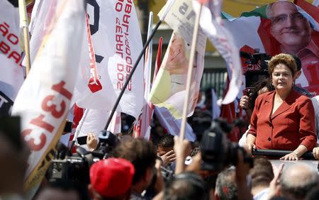 Brazil's President and Workers Party (PT) presidential candidate Dilma Rousseff attends a campaign rally in Sao Bernardo do Campo September 2, 2014. REUTERS/Paulo Whitaker