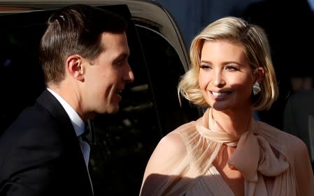 Ivanka Trump and her husband Senior Advisor to the President of the United States Jared Kushner arrive to attend the wedding of fashion designer Misha Nonoo at Villa Aurelia in Rome