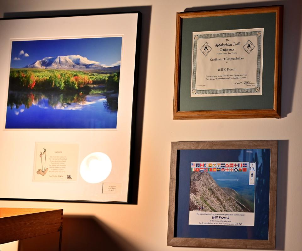 Will French's certificates from hiking the Appalachian Trail in 1998 and, recently, the International Appalachian Trail.