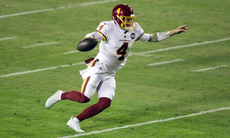 Washington Football Team quarterback Taylor Heinicke on Saturday night.