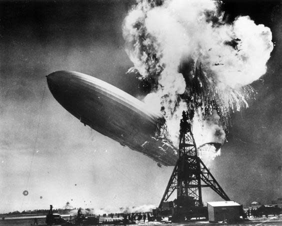 The Hindenburg disaster at Lakehurst, New Jersey marked the end of the era of passenger-carrying airships (Getty)