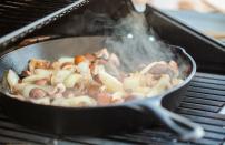 <p>There are plenty of <a href="https://www.thedailymeal.com/cook/cast-iron-pan-mistakes?referrer=yahoo&category=beauty_food&include_utm=1&utm_medium=referral&utm_source=yahoo&utm_campaign=feed" rel="nofollow noopener" target="_blank" data-ylk="slk:ways you can use a cast-iron pan incorrectly;elm:context_link;itc:0;sec:content-canvas" class="link ">ways you can use a cast-iron pan incorrectly</a>, but putting it on the grill isn’t one of them. Use it to roast vegetables or cook more delicate meats so that they don’t stick.</p>