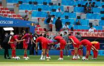 Soccer Football - World Cup - Group G - Belgium vs Tunisia - Spartak Stadium, Moscow, Russia - June 23, 2018 Tunisia players during the warm up before the match REUTERS/Grigory Dukor