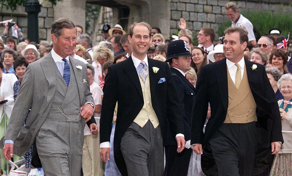 With Prince Charles and the Duke of York on his wedding day: June 19, 1999