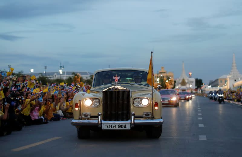 Thailand's King Maha Vajiralongkorn arrives before a religious ceremony, at The Grand Palace in Bangkok