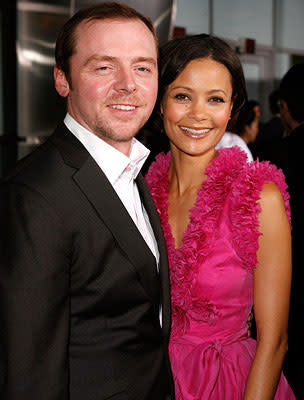 Simon Pegg  and Thandie Newton at the Los Angeles premiere of Picturehouse's Run, Fat Boy, Run