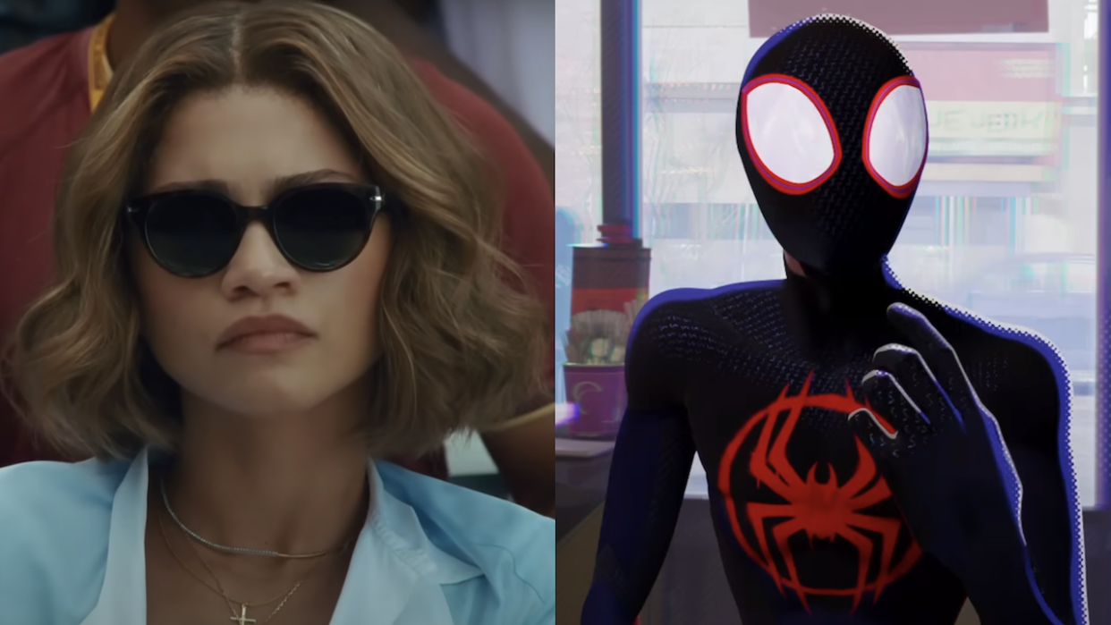  Zendaya in Challengers/Spiderman in Spider-Man: Across the Spider-Verse (side by side). 