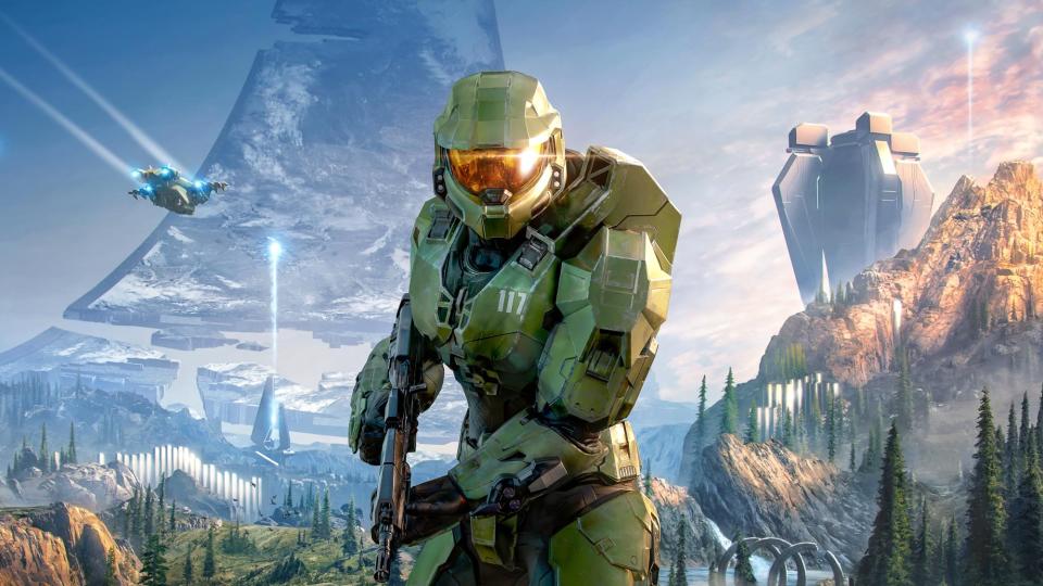 halo infinite cover art with master chief on zeta halo