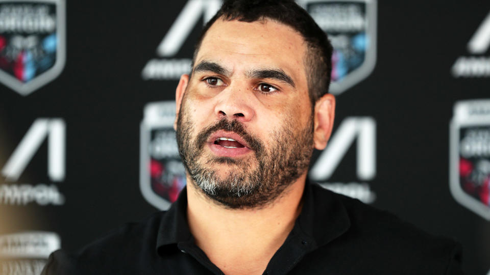 Greg Inglis, pictured here at a State of Origin media opportunity in 2020. 