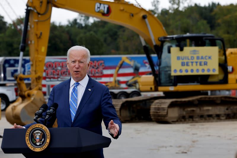 U.S. President Joe Biden tours the International Union of Operating Engineers Local 324 training facility