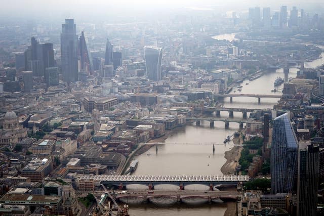 Aerial views of the London skyline