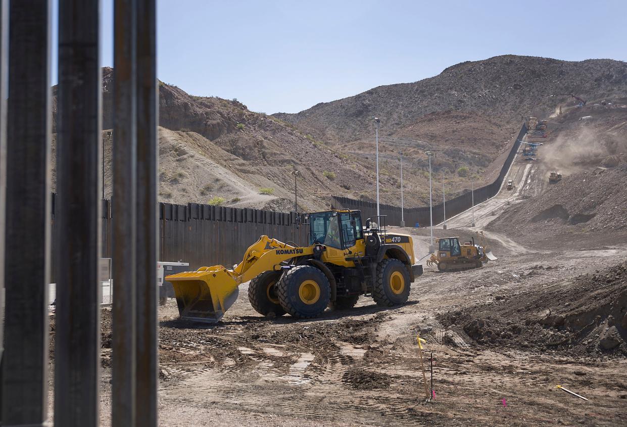 Construction crews work on a border wall being put in place by We Build The Wall Inc. on June 1, 2019 in Sunland Park, New Mexico (Getty Images)