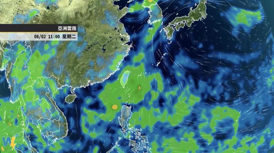 今日全台各地都有雨勢。（圖／翻攝自天氣風險 WeatherRisk臉書）