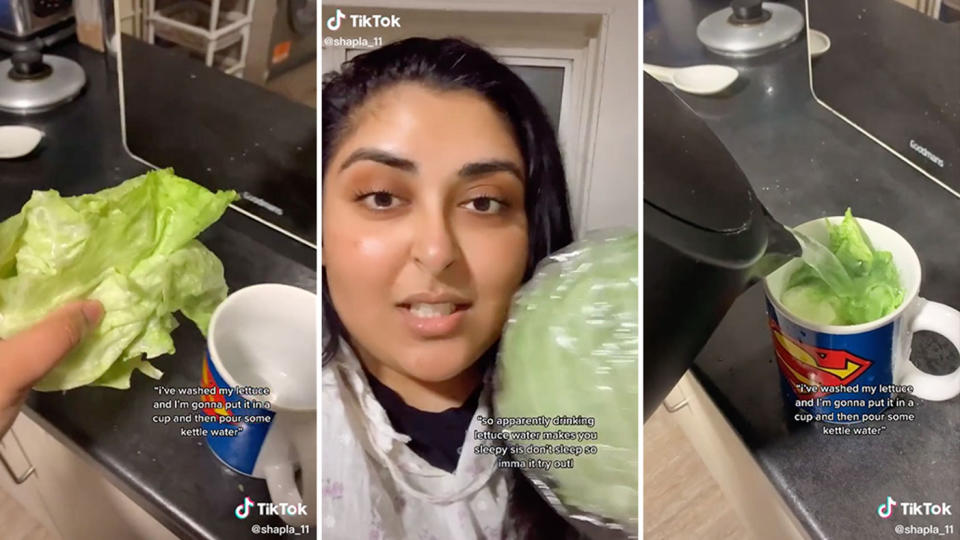 Lettuce water has gone viral on TikTok and there's science to suggest it can help you fall asleep. Source: TikTok/shapla_11