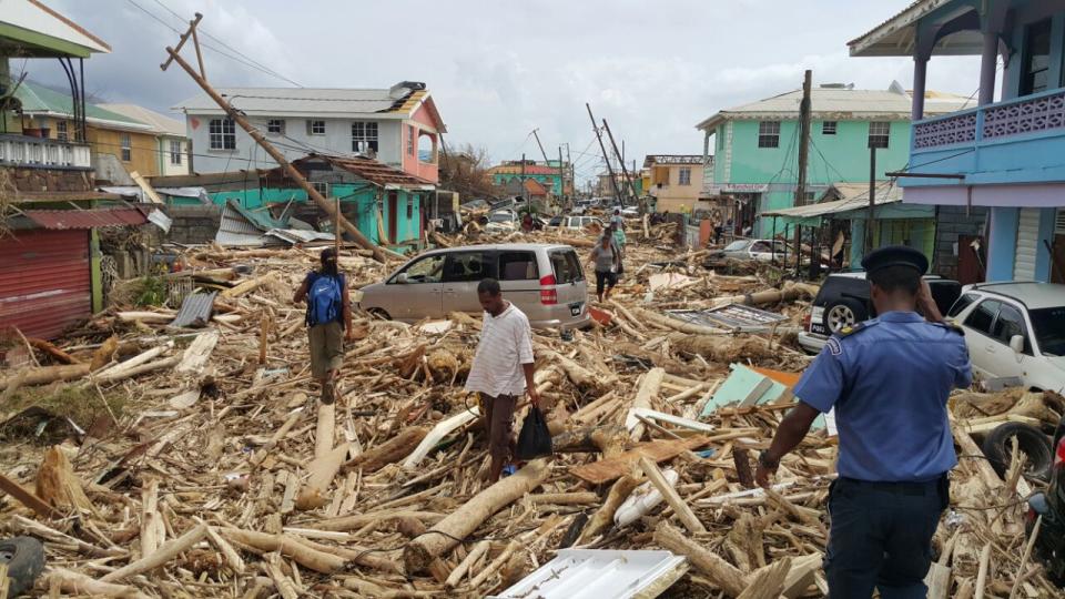 <p>View of damage caused the day before by Hurricane Maria in Roseau, Dominica, on Sept. 20, 2017. (STR/AFP/Getty Images) </p>