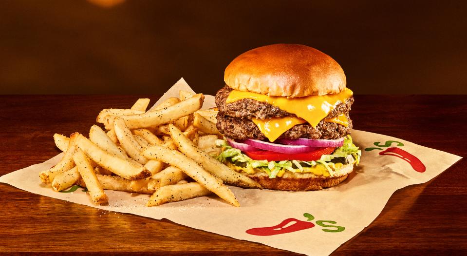 Chili’s will give all veterans and active military personnel on Saturday, Nov. 11, a free entrée. Choices include an Oldtimer burger with cheese (shown here), a 3-Count Chicken Crispers meal, Chicken Bacon Ranch Quesadillas, or chili or soup with a side salad.
