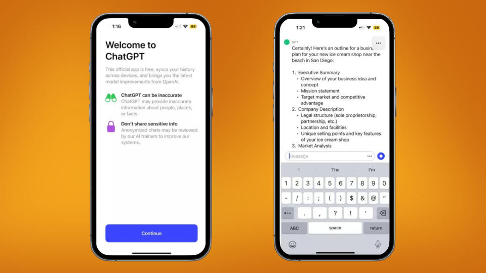 ChatGPT screenshots