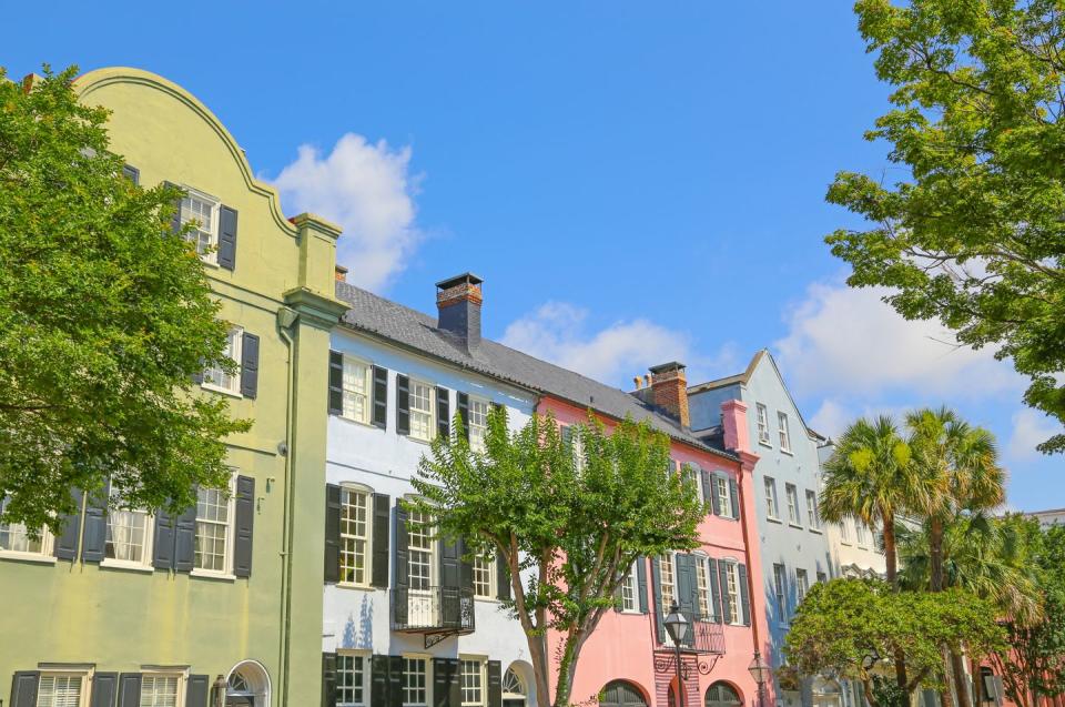 the iconic rainbow row in charleston