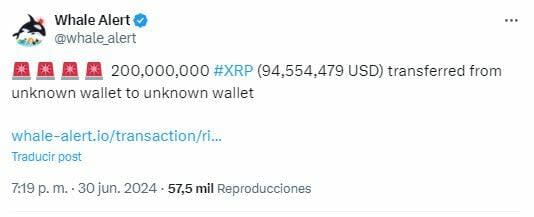 Misteriosa transferencia de Ripple por 200 millones de XRP