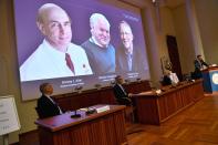 Perlmann, Secretary of the Nobel Assembly at Karolinska Institutet and of the Nobel Committee for Physiology or Medicine, announces Harvey J. Alter, Michael Houghton and Charles M. Rice as the winners of the 2020 Nobel Prize in Physiology or Medicine