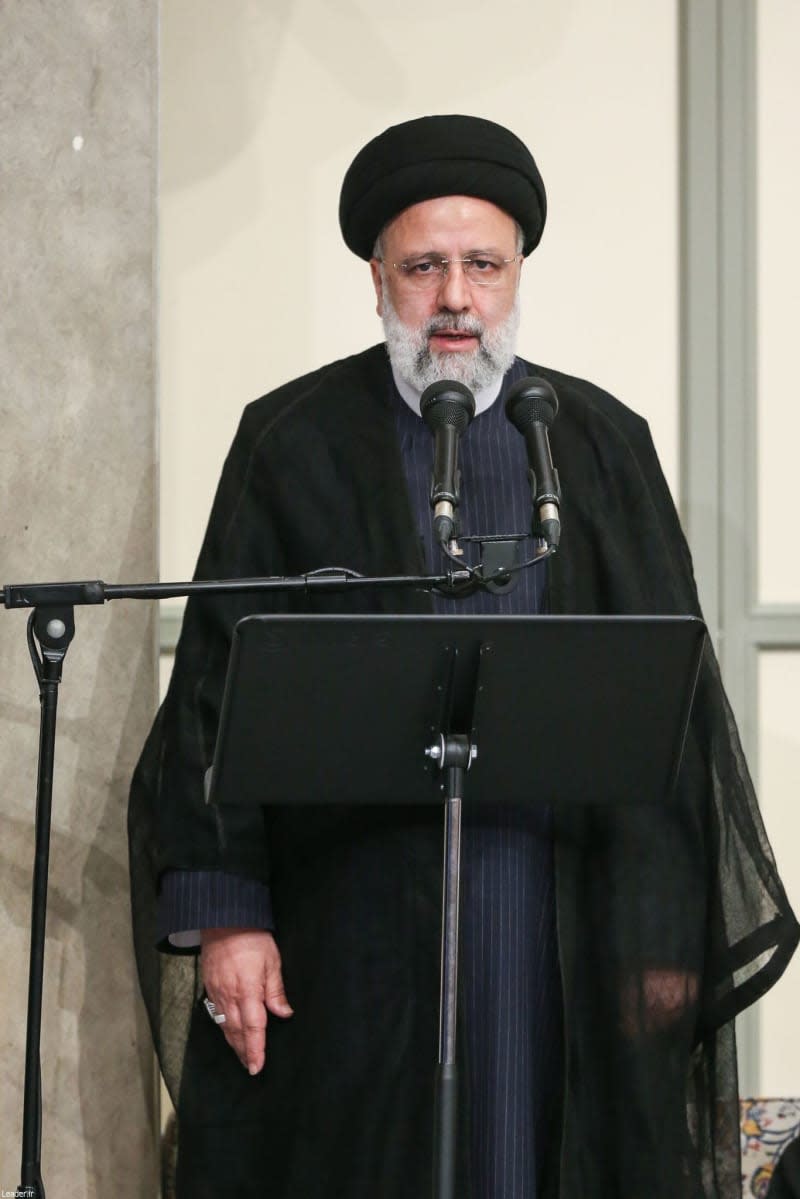 Iranian President Ebrahim Raisi speaks during speaks during a meeting with with politicians, the Iranian government, and military officials in Tehran. Iranian Supreme Leader's Office/ZUMA Press Wire/dpa