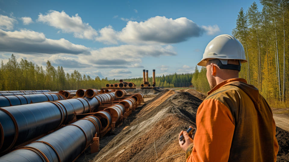 A technician conducting an in-line inspection of a pipeline using specialized tools.