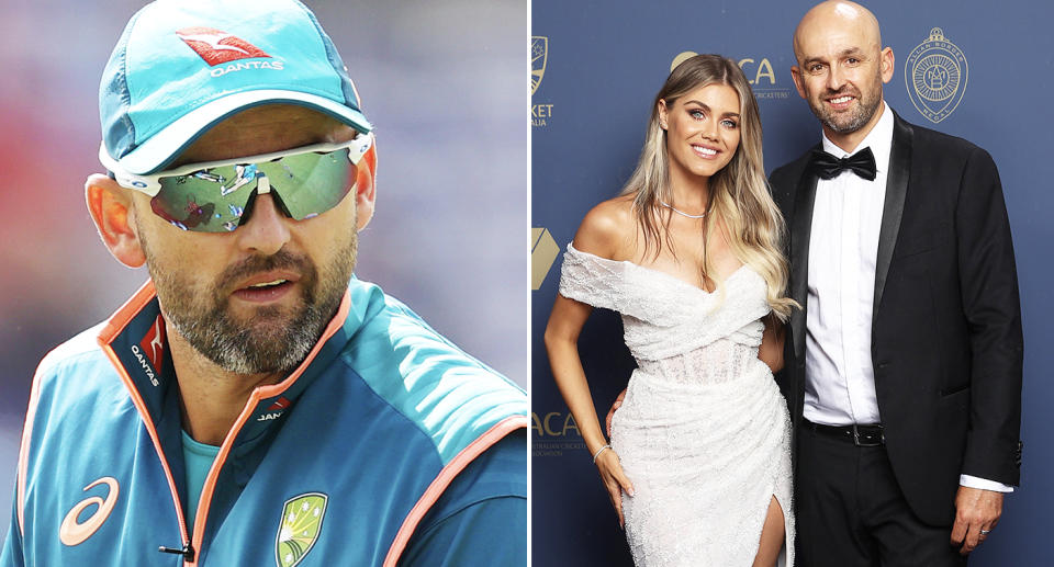 Nathan Lyon and wife Emma.