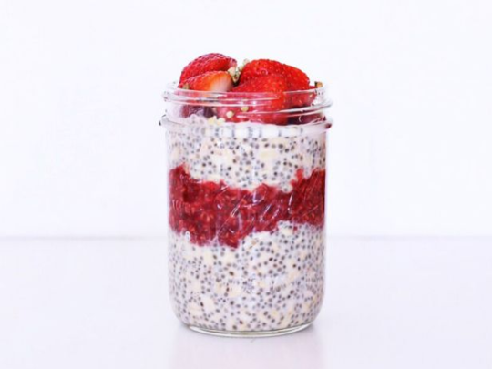 Overnight Oats with Raspberry-Chia Jam