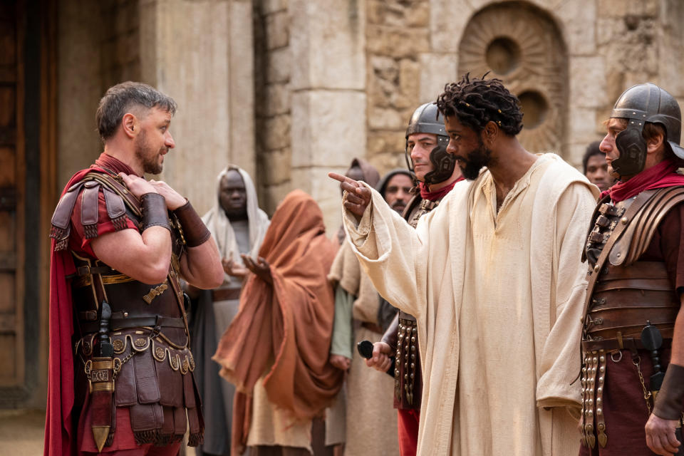 James McAvoy as Pontius Pilate and Stanfield as Clarence.