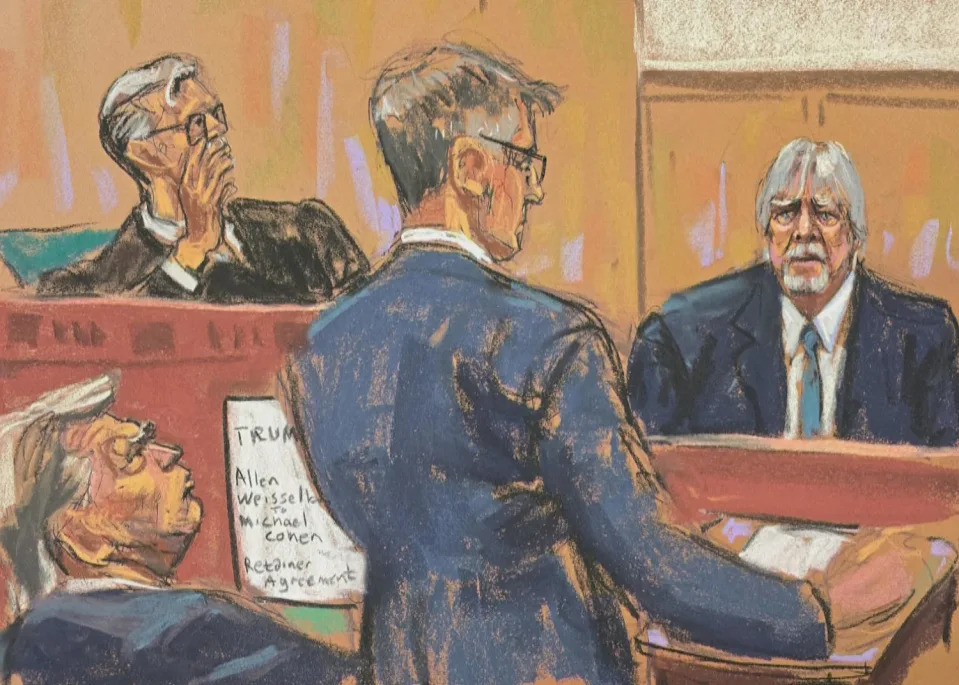 Courtroom sketch of former Trump organization employee Jeffrey McConney (Jane Rosenberg / Reuters)