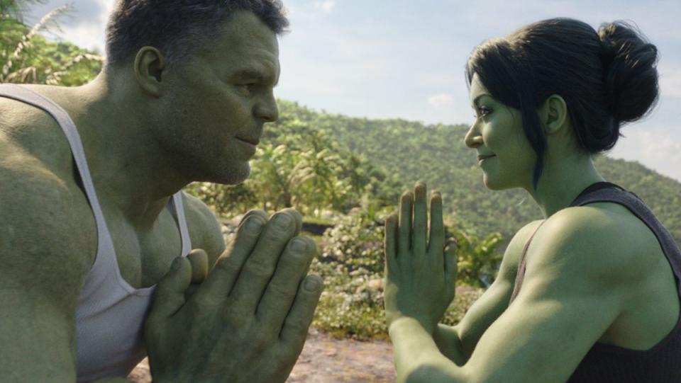 She-Hulk and the Hulk from the MCU Marvel Disney+ series for critics first reactions article