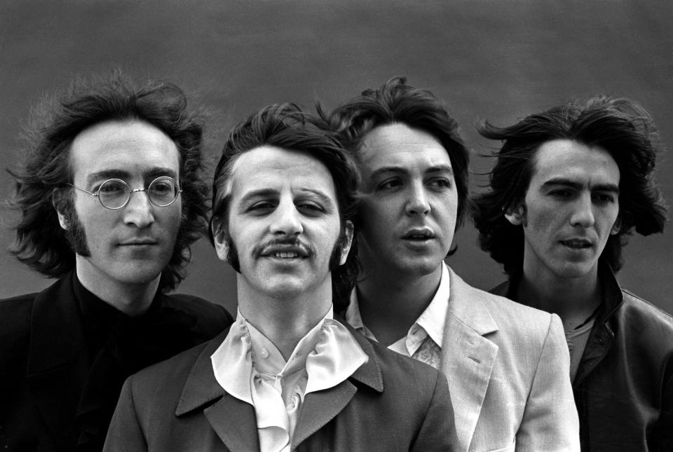 The Beatles during a photo session in London, 28 July 1968.