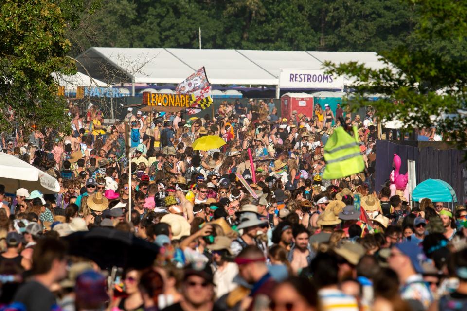 Fans pack the festival grounds at the Bonnaroo in June 2019.