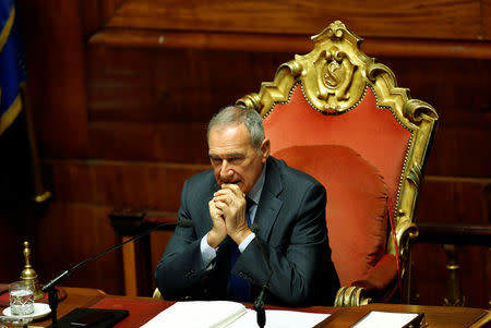 Upper house President Pietro Grasso looks on as he attends a session at the Senate in Rome, Italy December 7, 2016. REUTERS/Remo Casilli